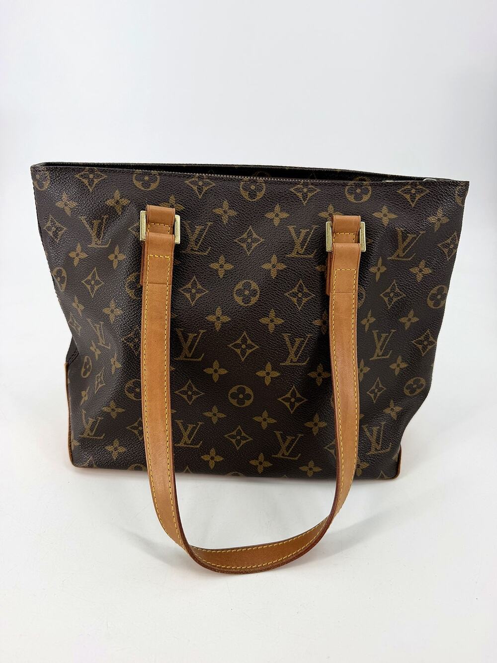 Louis Vuitton Cabas Piano Monogram Canvas Tote M51148 Vachetta Shoulder Bag
